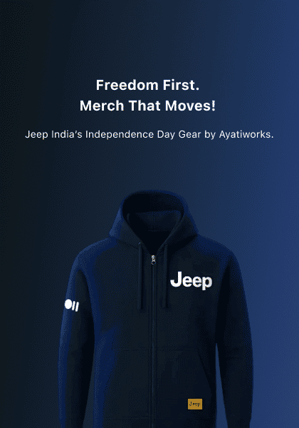 Jeep India Independence Day merchandise campaign, stylish UI/UX and sales-driving creatives by Ayatiworks