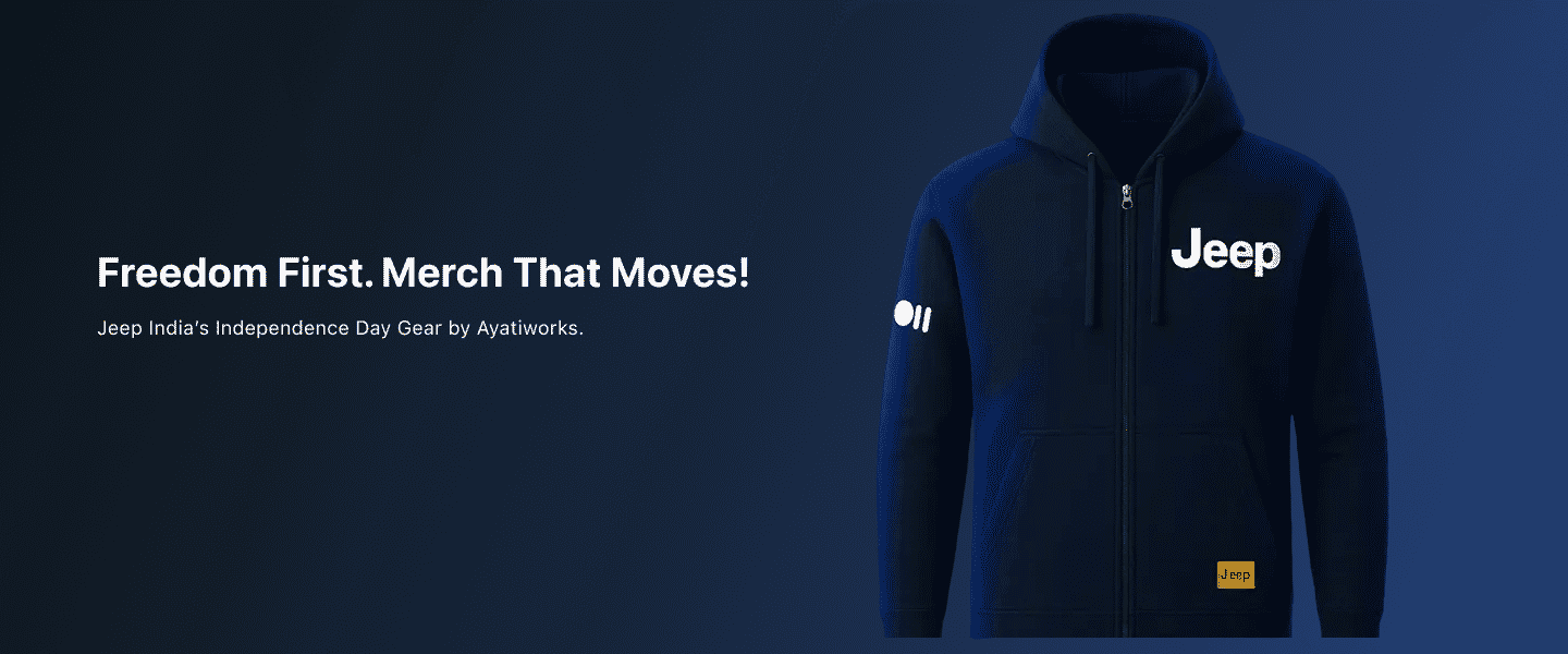 Jeep India Independence Day merchandise campaign, stylish UI/UX and sales-driving creatives by Ayatiworks